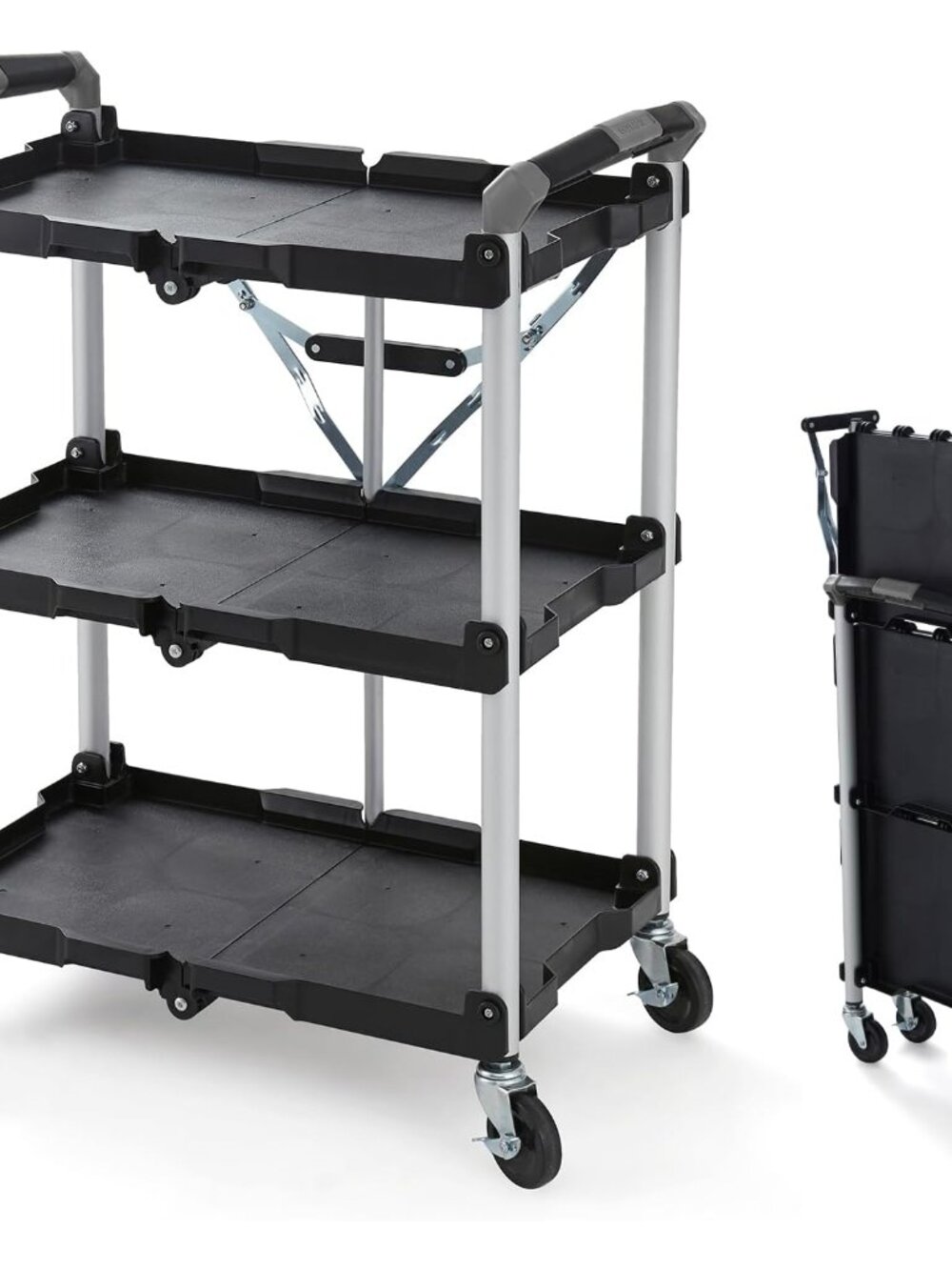 85-188 Pack-N-Roll Folding Collapsible Service Cart, 150LB Capacity, Black